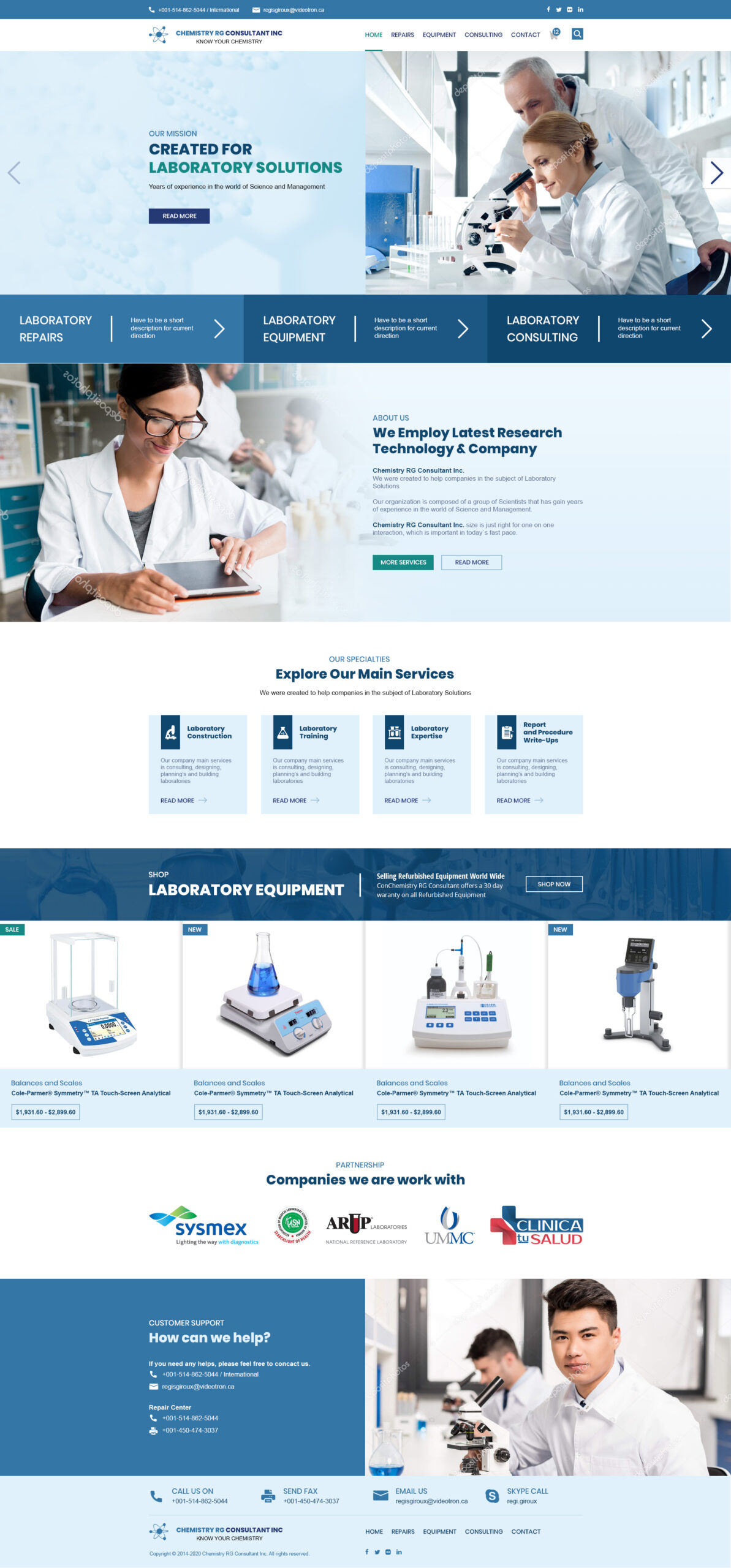 Chemistry RG Consultant Inc. — Laboratory Equipment Landing Page Design