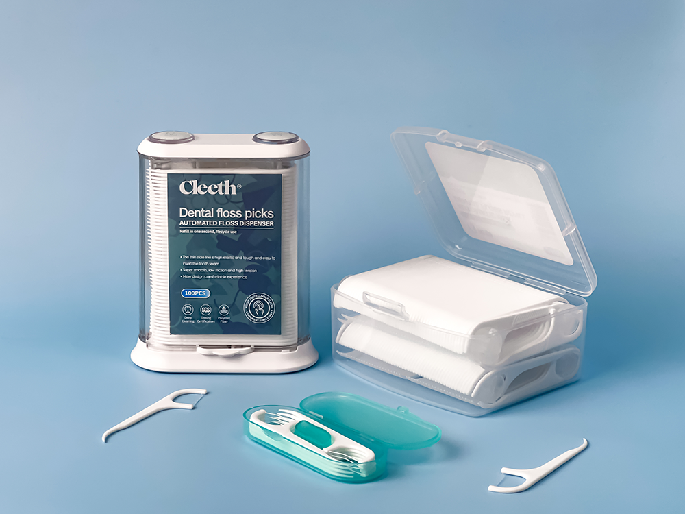 Dental floss container and sticker design